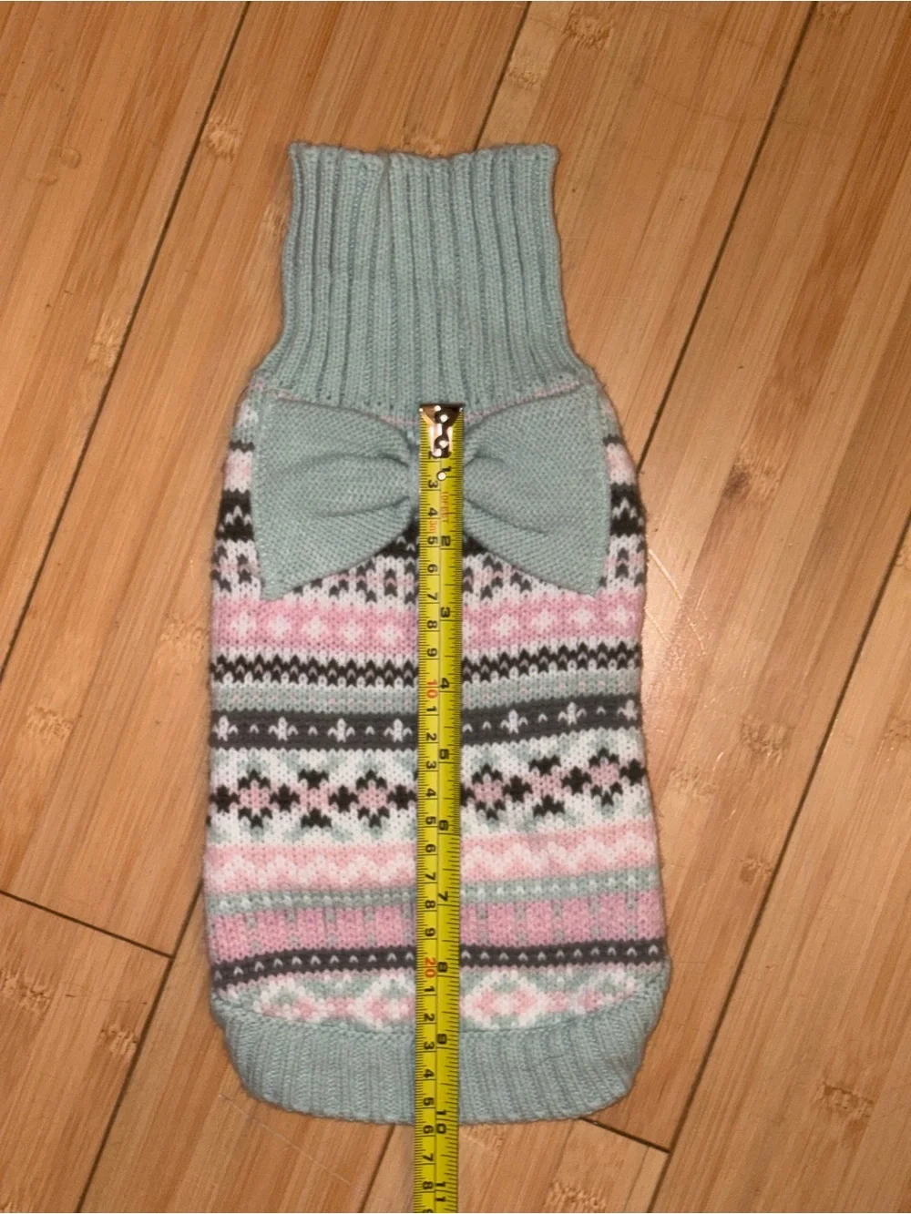 Bow-Accent Fair Isle Knit Sweater - Mint Pink, NWOT